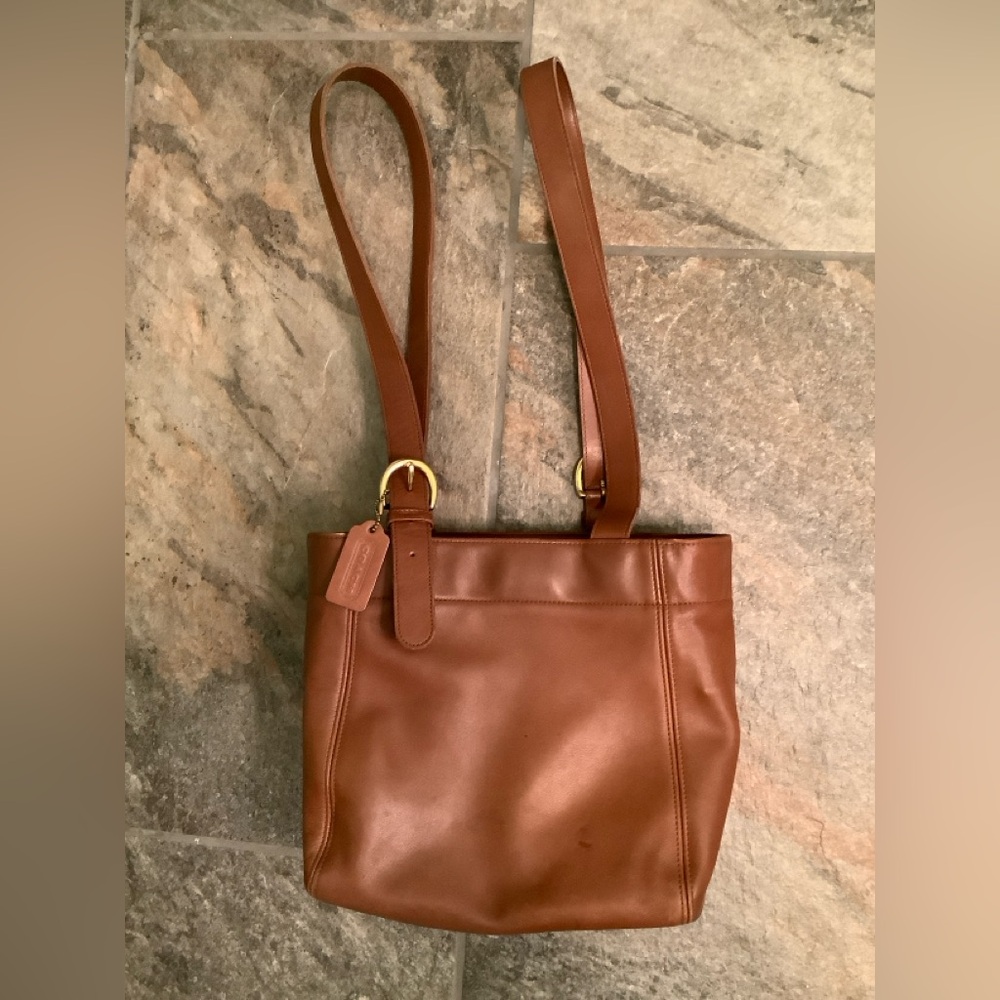 British Tan American made Vintage COACH Waverly 1997 tote..with issues